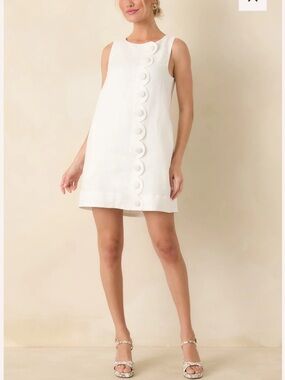 Few Moda Kourt Women's White Sleeveless Mini Dress with Scallop Trim